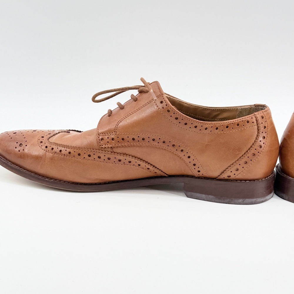 Florsheim Mens 11737 257 Tan Leather Wingtip Brogue Oxford Shoes 10.5 D - Picture 4 of 10